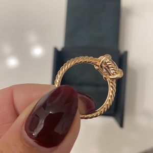 David Yurman Petite Chatelaine Rose Gold Morganite Diamond Bezel Ring - Size 7